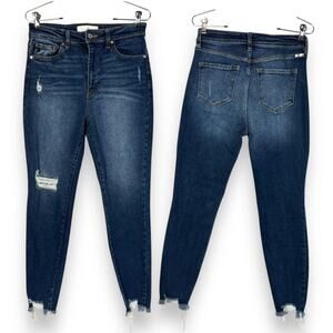 KanCan Ankle Skinny Jeans 9/26 High Rise Distress Blue Dark Wash Phoenix KC8567D